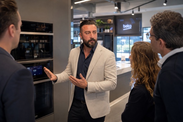 Murat Ulusoy im Produkt-Briefing im Beko Showroom